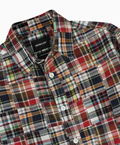 Howlin Afterthoughts Shirt - Multi Madras Patchwork Hot