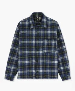 Howlin Boxy Freedom Shirt - Brushed Japanese Wool Check Blue Mix Online