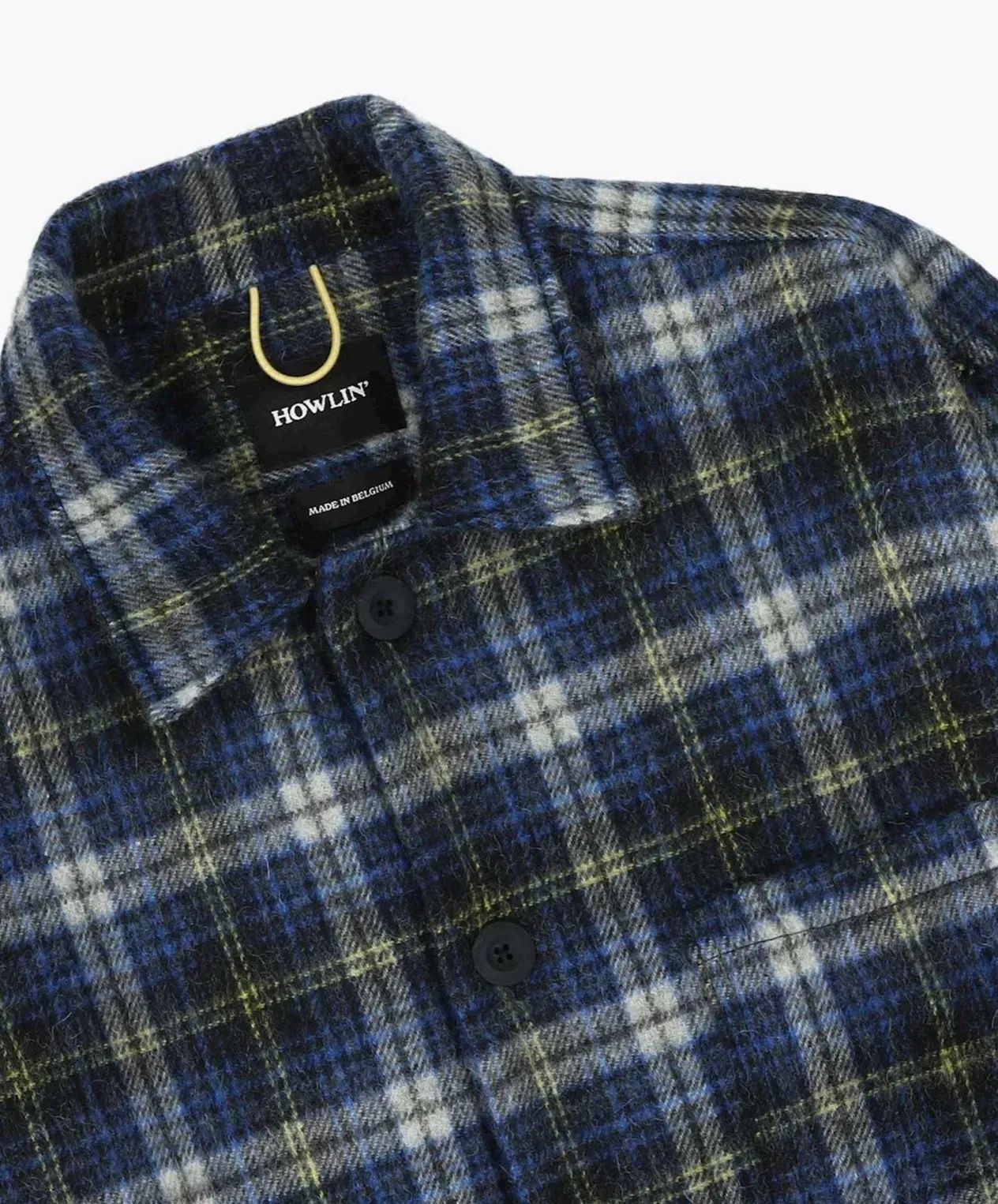 Howlin Boxy Freedom Shirt - Brushed Japanese Wool Check Blue Mix Online