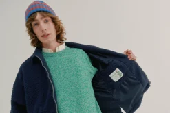 Howlin Boxy Swing Jacket - Recycled Shearling Navy Shop
