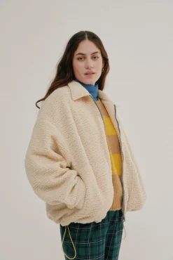 Howlin Boxy Swing Jacket For Women - Recycled Shearling Ecru (Women) Flash Sale