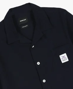 Howlin Cocktail Shirt With Music Note - Navy Japanese Seersucker Shop
