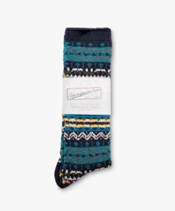 Anonymous Ism Fairisle Socks - Navy Best