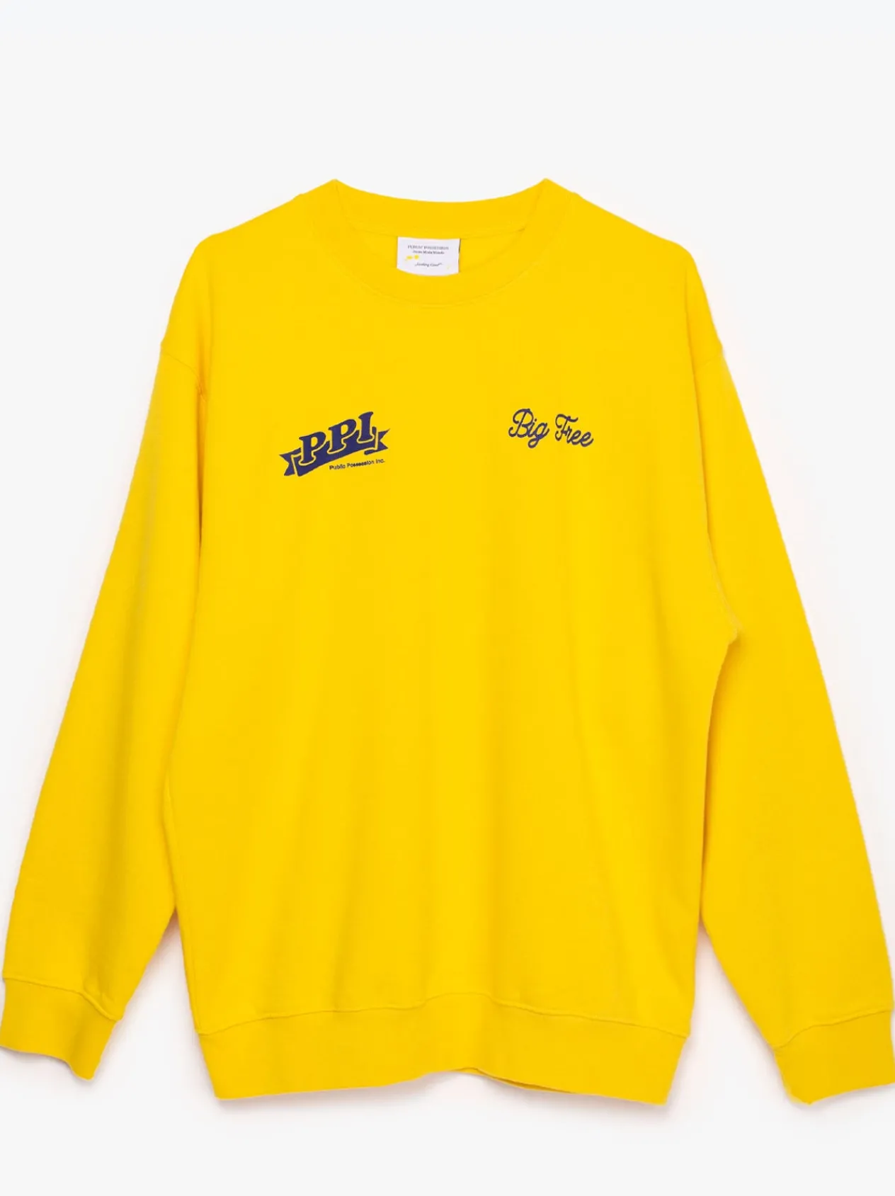 Public Possession Logo Crewneck - Yellow Outlet