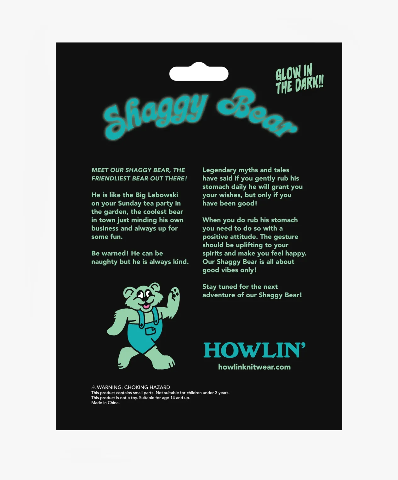 Howlin Shaggy Bear Keychain Glow In The Dark *Limited edition* Best Sale