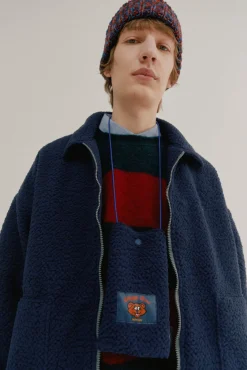 Howlin Shaggy Bear Pouch - Recycled Shearling Navy Sale