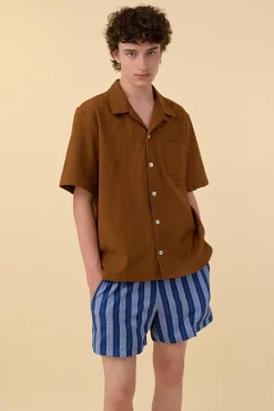 Howlin Smiling Shorts - Blue Stripes Seersucker New