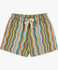 Howlin Smiling Shorts - Multi Wave Hemp Print Discount